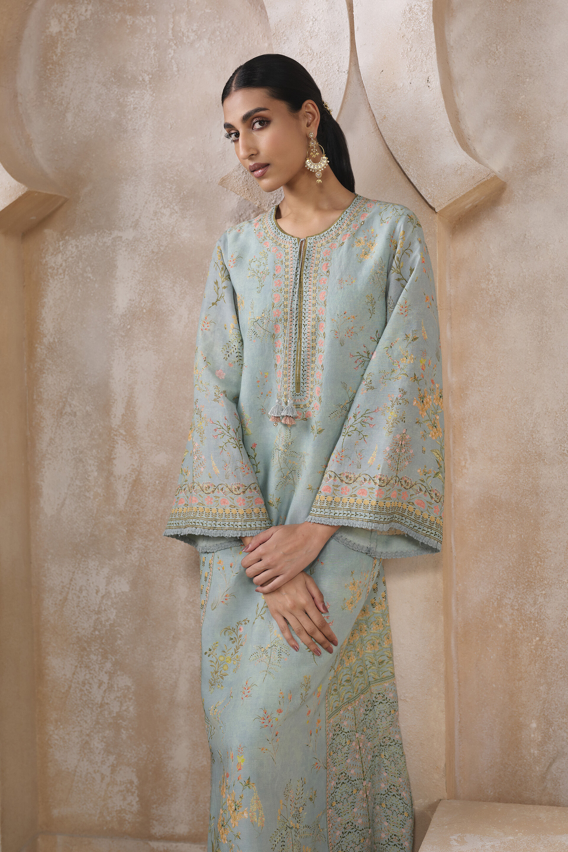 Ardith Linen Kaftan - Blue, Blue, image 4